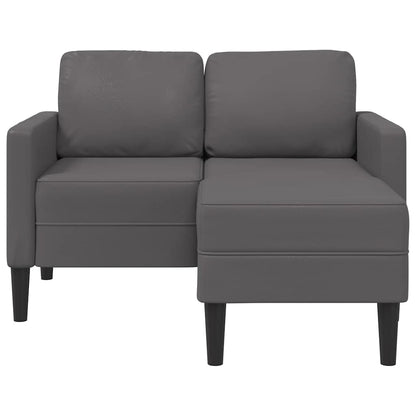 Sofá 2 lugares com Chaise em L 125 cm couro artificial cinzento