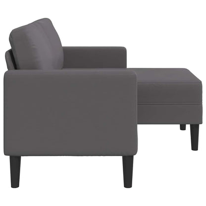 Sofá 2 lugares com Chaise em L 125 cm couro artificial cinzento