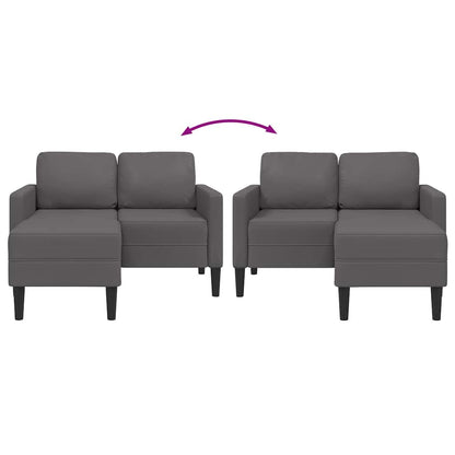 Sofá 2 lugares com Chaise em L 125 cm couro artificial cinzento