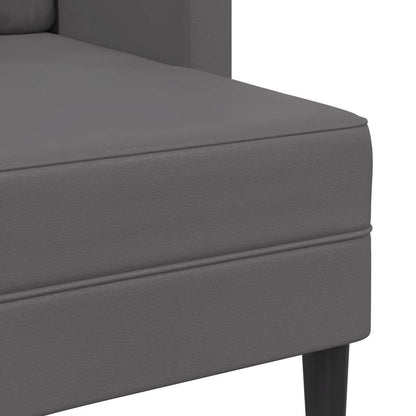 Sofá 2 lugares com Chaise em L 125 cm couro artificial cinzento