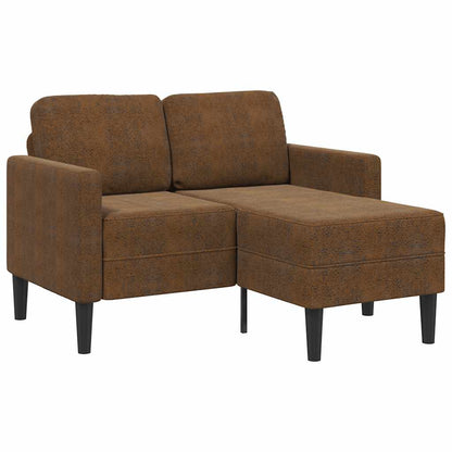Sofá 2 lugares com Chaise em L 125 cm couro artificial castanho