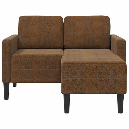 Sofá 2 lugares com Chaise em L 125 cm couro artificial castanho