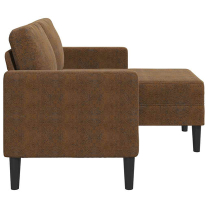 Sofá 2 lugares com Chaise em L 125 cm couro artificial castanho