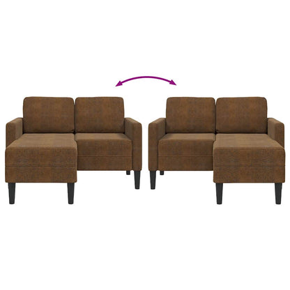 Sofá 2 lugares com Chaise em L 125 cm couro artificial castanho