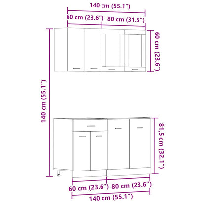 4 pcs armário de cozinha conjunto deriv. madeira Lyon madeira velha