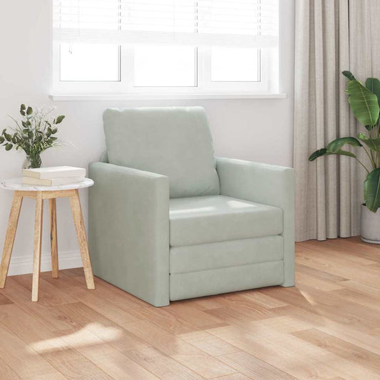 Sofá-Cama com almofada Cinzento-claro 74 x 77 x 81 cm Veludo
