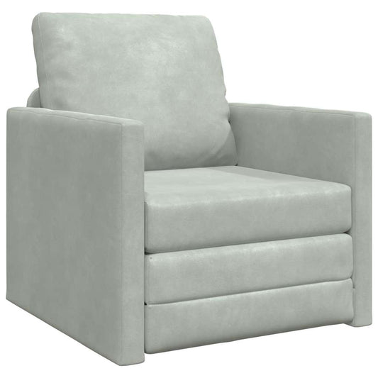 Sofá-Cama com almofada Cinzento-claro 74 x 77 x 81 cm Veludo