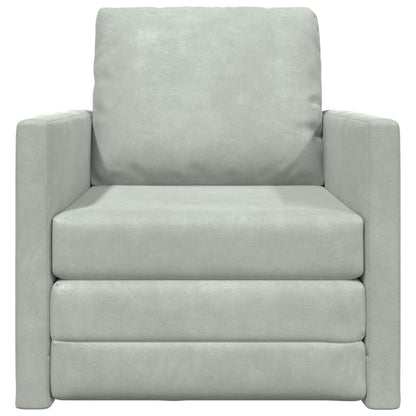 Sofá-Cama com almofada Cinzento-claro 74 x 77 x 81 cm Veludo