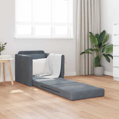 Sofá-Cama com almofada Cinzento escuro 74 x 77 x 81 cm Veludo