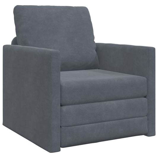 Sofá-Cama com almofada Cinzento escuro 74 x 77 x 81 cm Veludo