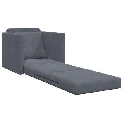 Sofá-Cama com almofada Cinzento escuro 74 x 77 x 81 cm Veludo