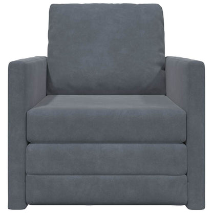 Sofá-Cama com almofada Cinzento escuro 74 x 77 x 81 cm Veludo