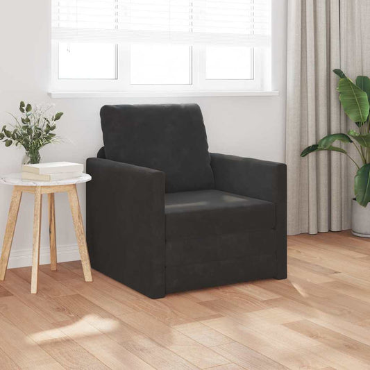 Sofá-Cama com almofada Preto 74 x 77 x 81 cm Veludo