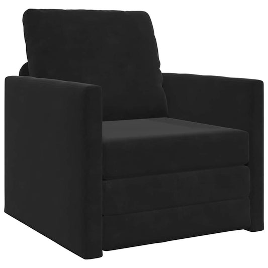 Sofá-Cama com almofada Preto 74 x 77 x 81 cm Veludo