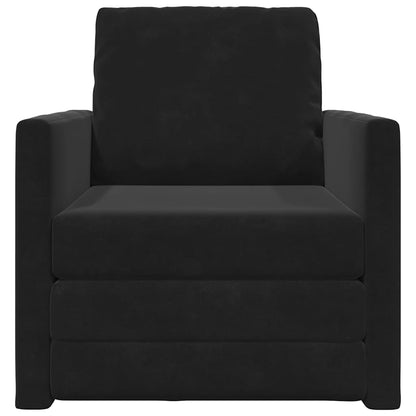 Sofá-Cama com almofada Preto 74 x 77 x 81 cm Veludo
