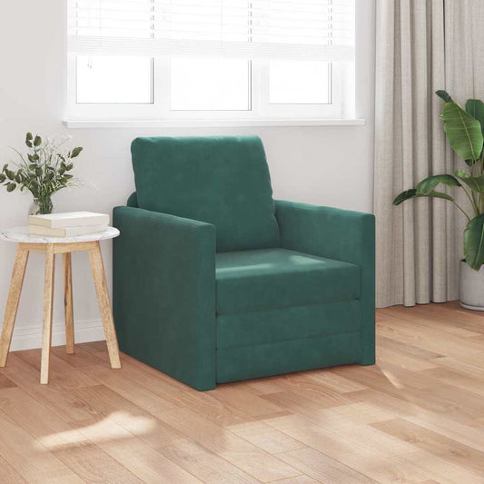 Sofá-Cama com almofada Verde-escuro 74 x 77 x 81 cm Veludo