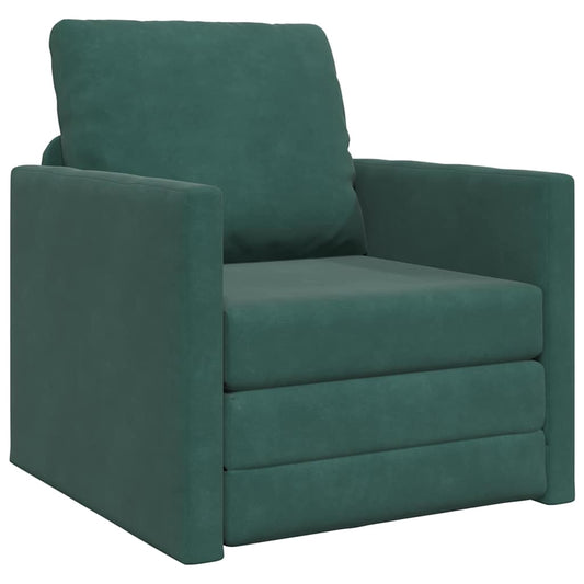 Sofá-Cama com almofada Verde-escuro 74 x 77 x 81 cm Veludo