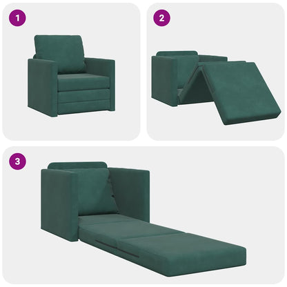 Sofá-Cama com almofada Verde-escuro 74 x 77 x 81 cm Veludo