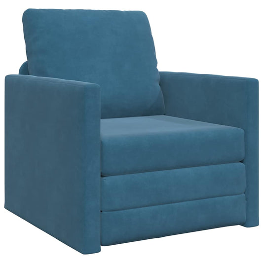 Sofá-Cama com almofada Azul 74 x 77 x 81 cm Veludo