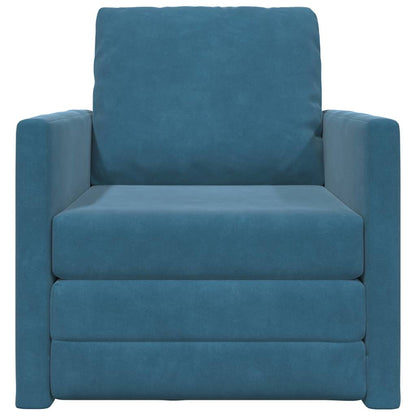 Sofá-Cama com almofada Azul 74 x 77 x 81 cm Veludo