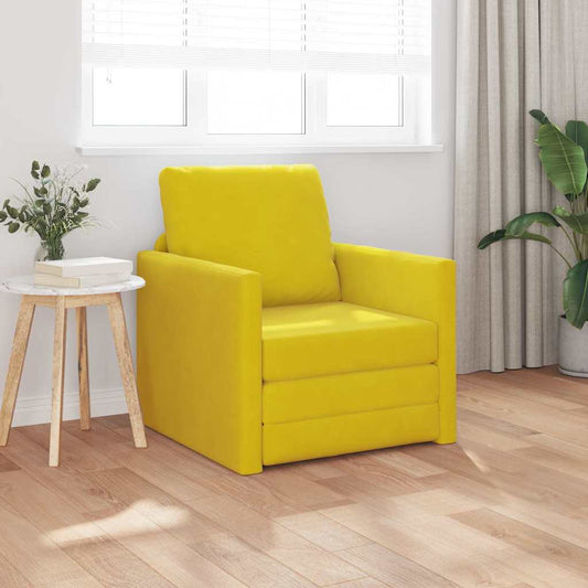 Sofá-Cama com almofada Amarelo-escuro 74 x 77 x 81 cm Veludo