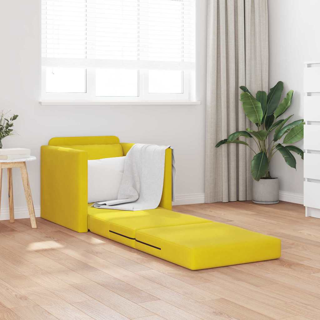 Sofá-Cama com almofada Amarelo-escuro 74 x 77 x 81 cm Veludo