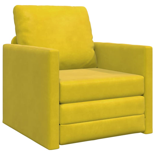 Sofá-Cama com almofada Amarelo-escuro 74 x 77 x 81 cm Veludo