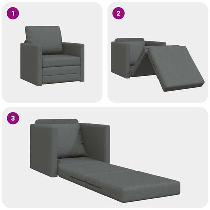 Sofá-Cama de Chão Cinzento escuro 74 x 77 x 81 cm tecido