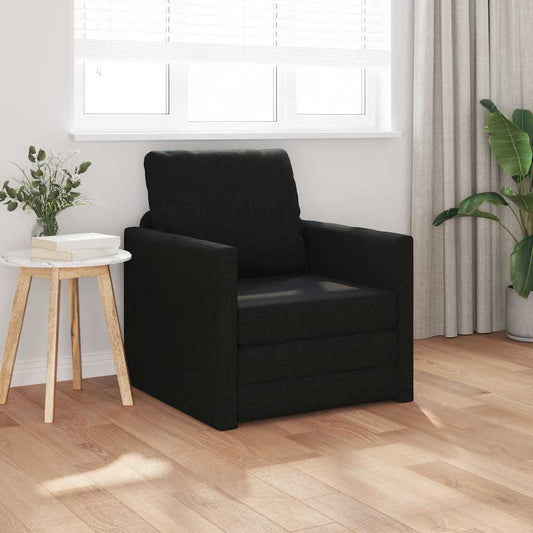 Sofá-Cama de Chão com almofada Preto 74 x 77 x 81 cm tecido