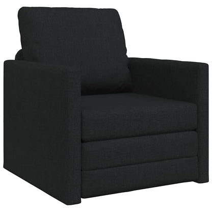 Sofá-Cama de Chão com almofada Preto 74 x 77 x 81 cm tecido
