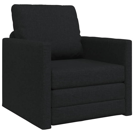 Sofá-Cama de Chão com almofada Preto 74 x 77 x 81 cm tecido