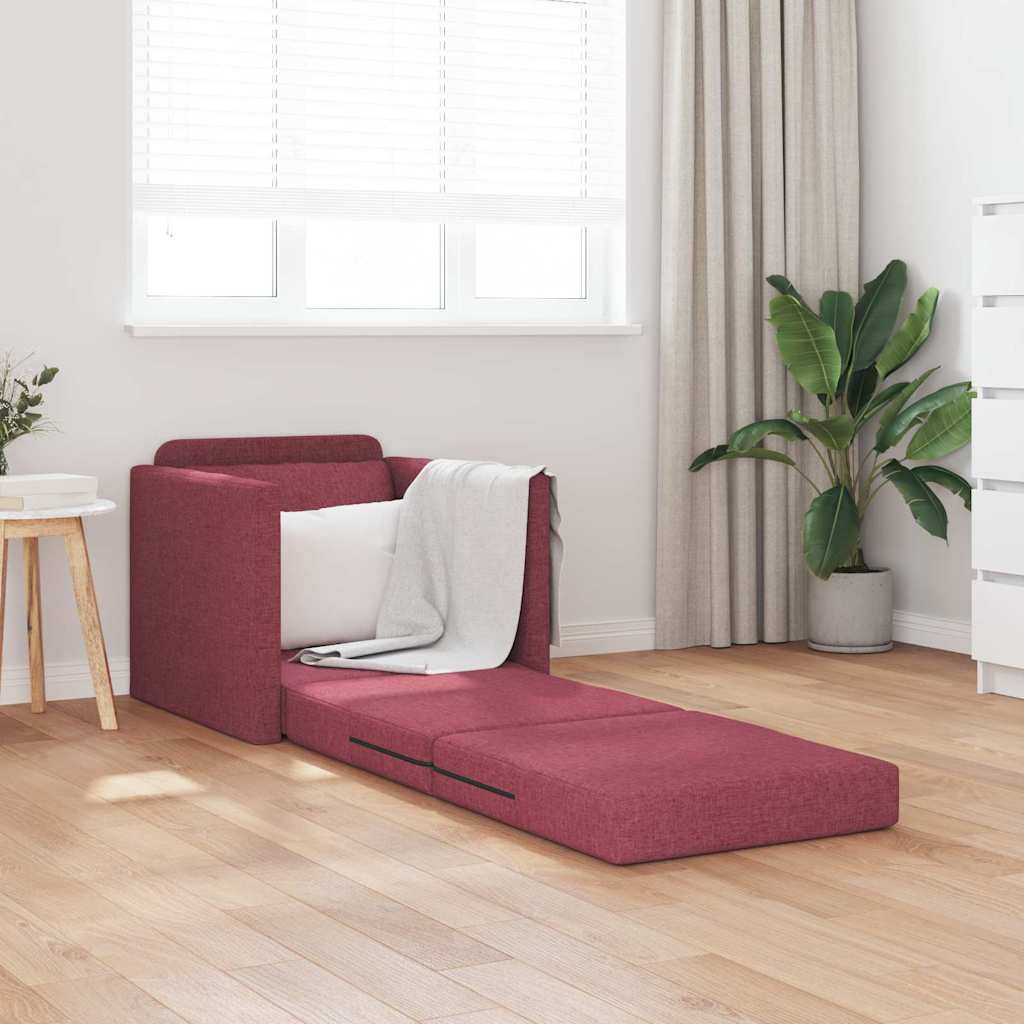 Sofá-Cama de Chão vermelho tinto 74 x 77 x 81 cm tecido