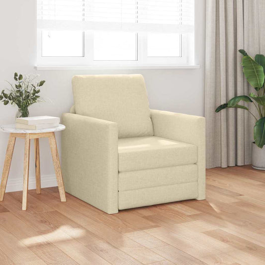 Sofá-Cama de Chão com almofada Creme 74 x 77 x 81 cm tecido