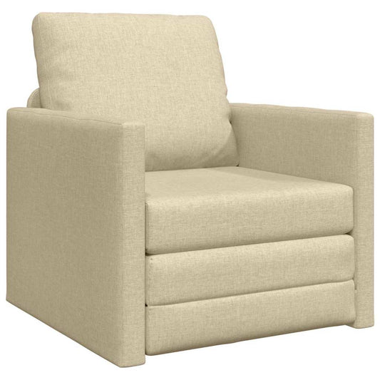 Sofá-Cama de Chão com almofada Creme 74 x 77 x 81 cm tecido