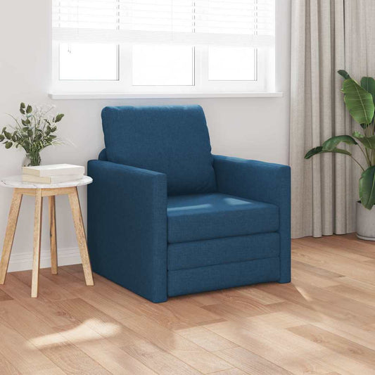 Sofá-Cama de Chão com almofada Azul 74 x 77 x 81 cm tecido