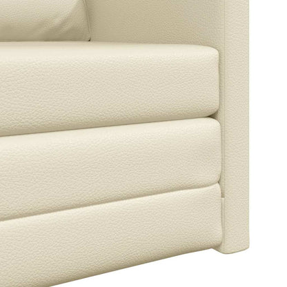 Sofá-cama de chão Creme 74 x 77 x 81 cm Couro sintético