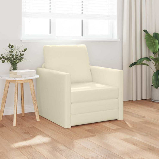 Sofá-cama de chão Creme 74 x 77 x 81 cm Couro sintético