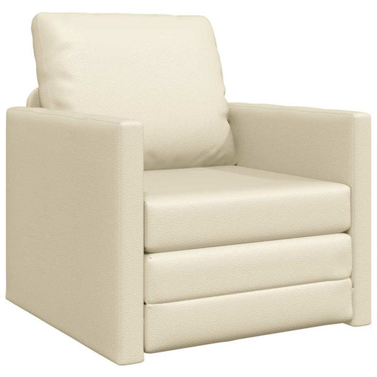 Sofá-cama de chão Creme 74 x 77 x 81 cm Couro sintético