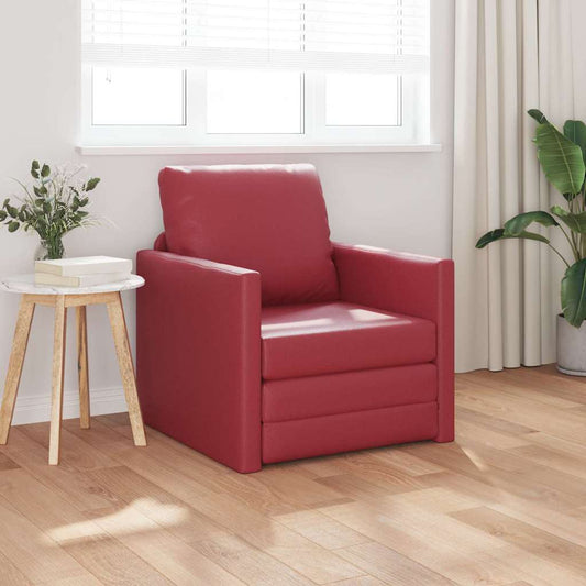 Sofá-cama de chão com almofada vermelho tinto 74 x 77 x 81 cm