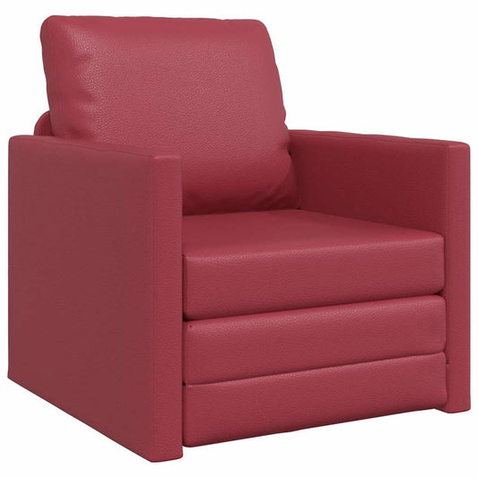 Sofá-cama de chão com almofada vermelho tinto 74 x 77 x 81 cm