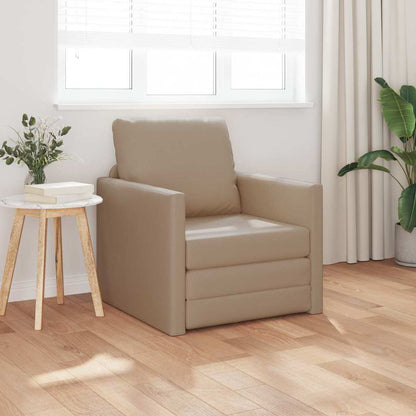 Sofá-cama de chão Cappuccino 74 x 77 x 81 cm Couro sintético
