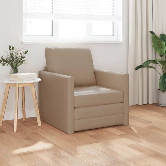 Sofá-cama de chão Cappuccino 74 x 77 x 81 cm Couro sintético