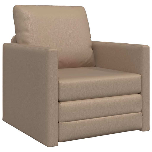 Sofá-cama de chão Cappuccino 74 x 77 x 81 cm Couro sintético