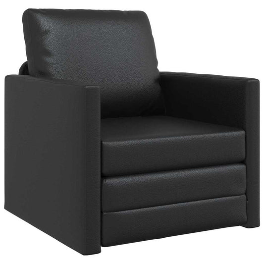 Sofá-cama de chão Preto 74 x 77 x 81 cm Couro sintético