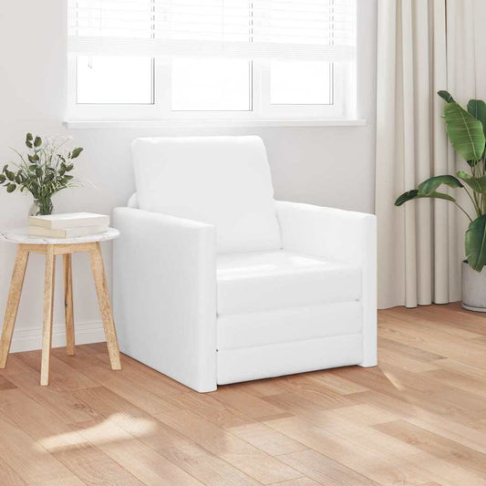 Sofá-cama de chão Branco 74 x 77 x 81 cm Couro sintético