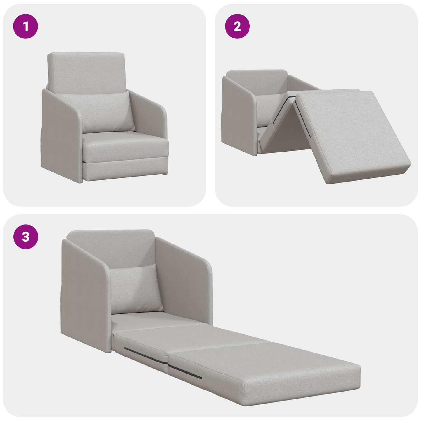 Sofá-Cama Cinza Nuvem 65 x 80 x 83 cm tecido