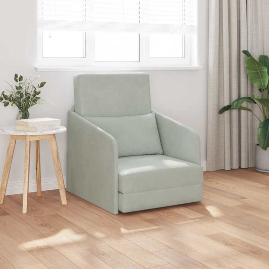 Sofá-Cama Cinzento-claro 65 x 80 x 83 cm Veludo