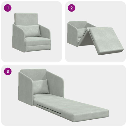 Sofá-Cama Cinzento-claro 65 x 80 x 83 cm Veludo