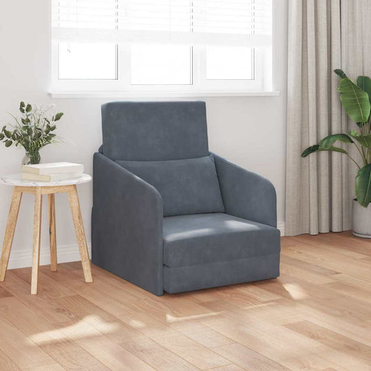 Sofá-Cama Cinza Escuro 65 x 80 x 83 cm Veludo