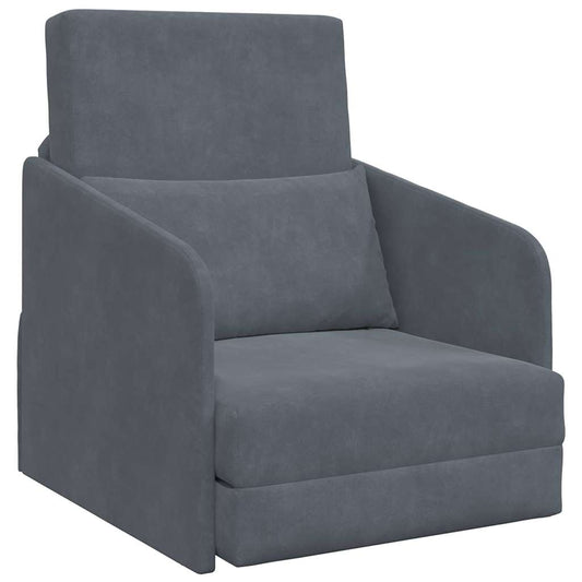 Sofá-Cama Cinza Escuro 65 x 80 x 83 cm Veludo